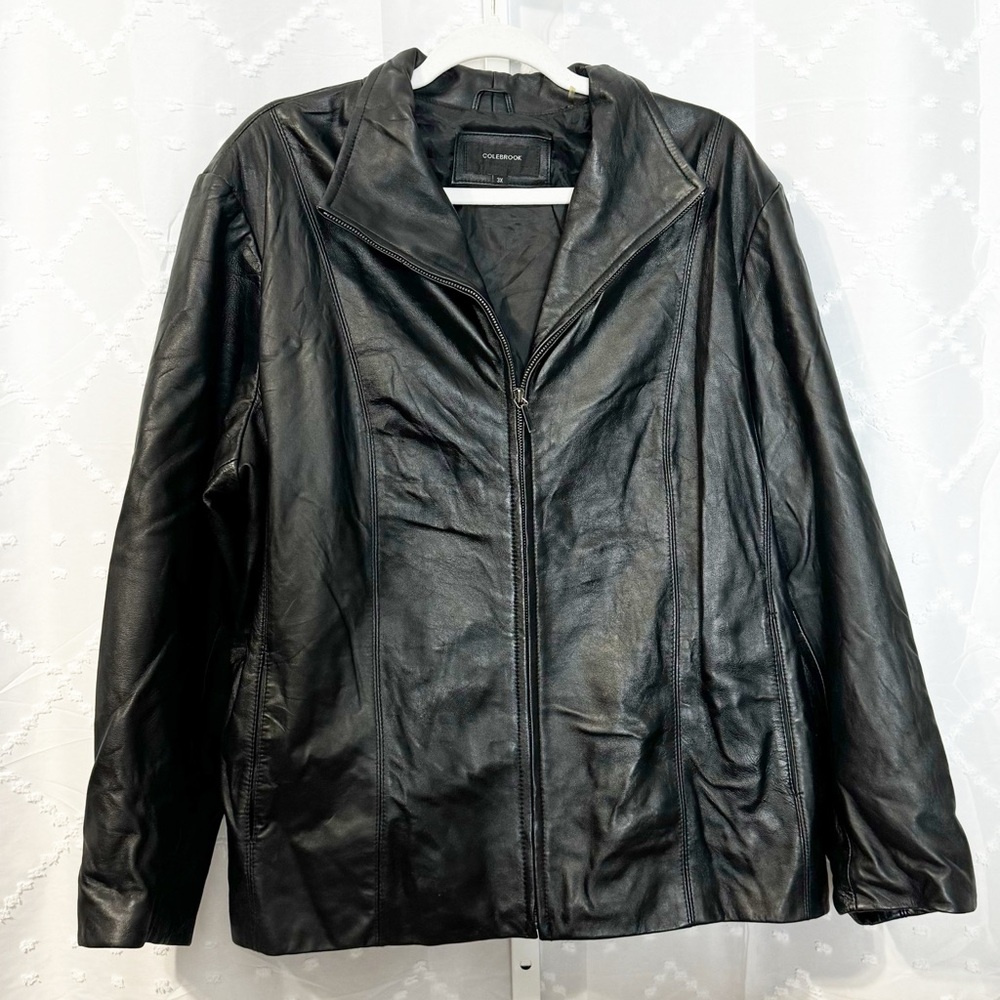 🪩 259. COLEBROOK | Black Leather Jacket Mens 3X